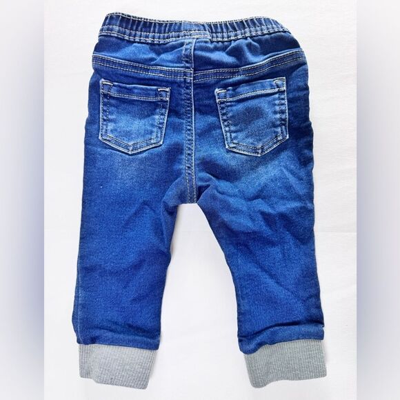Cat & Jack Baby Girls Blue Jeans with Gray Cuffs Size 6-9 Months - Picture 2 of 4